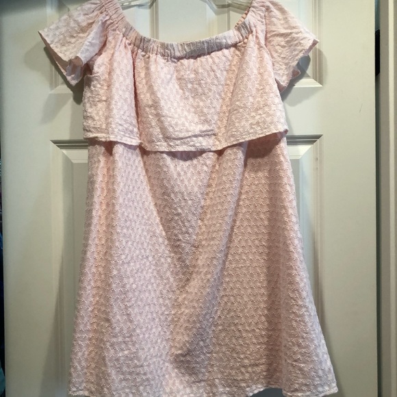 blush light pink maternity off the shoulder dress - Picture 2 of 4